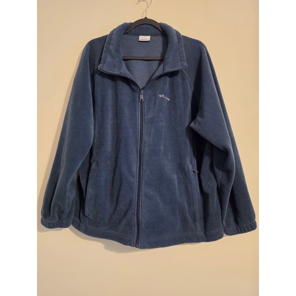 Columbia Fleece Jacket Womens 3X Blue Polyester Full Zip Classic Outdoor Gorp